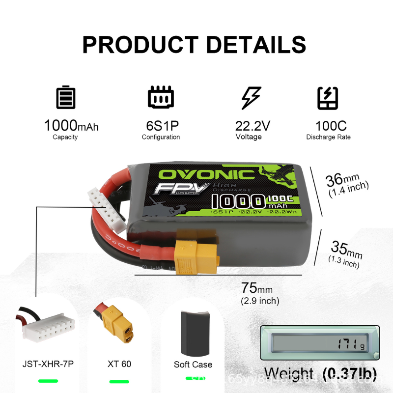 2 szt. OVONIC 1000mAh 100C 22. – Drone Battery Li-Ion recenzja i cena